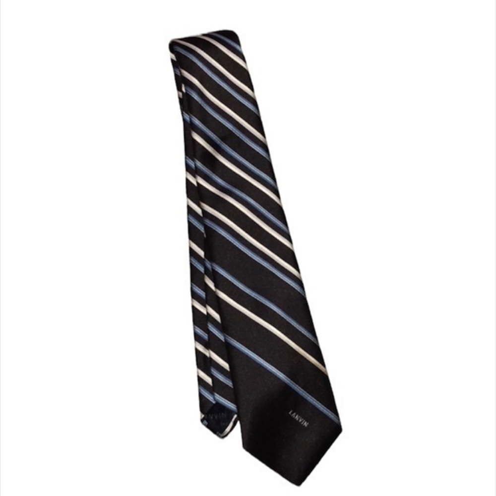 Lanvin striped tie brown blue white office business career wedding-guest necktie